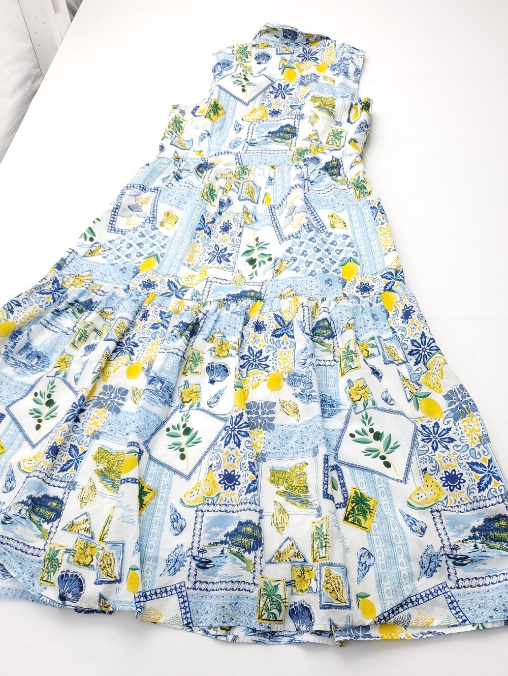 J Crew Dolce Vita Lemons Positano Button Front Midi Dress Cotton Vacation Size 4 - Picture 10 of 10